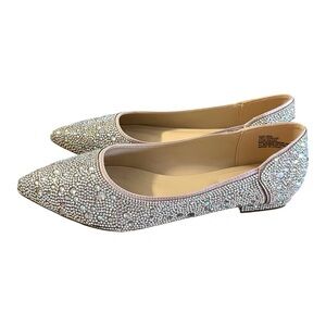 Silver Slipper Beaded Sparkling Flats, Size 8M, NWOT, Sparkling.